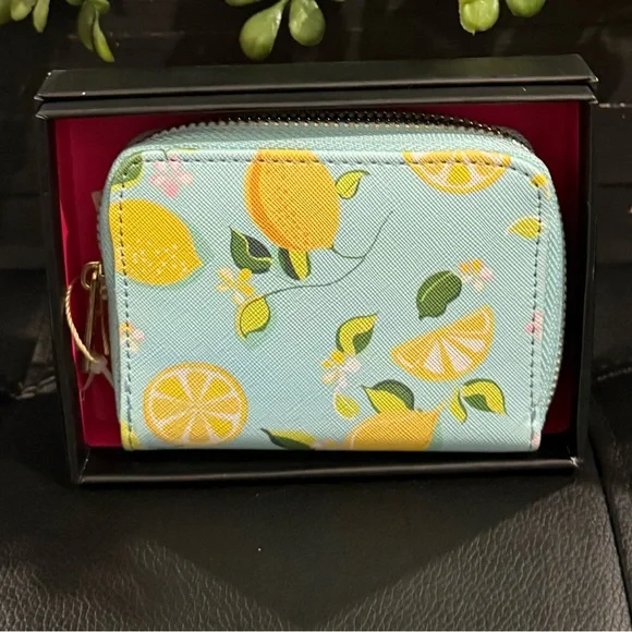 Trina Turk Lemon Print Tote bag and wallet- Blue and Yellow - Picture 13 of 16